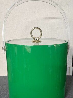 Retro Ice Bucket Green Barware by Sigma Tastesetter Vintage 1970s with Lid